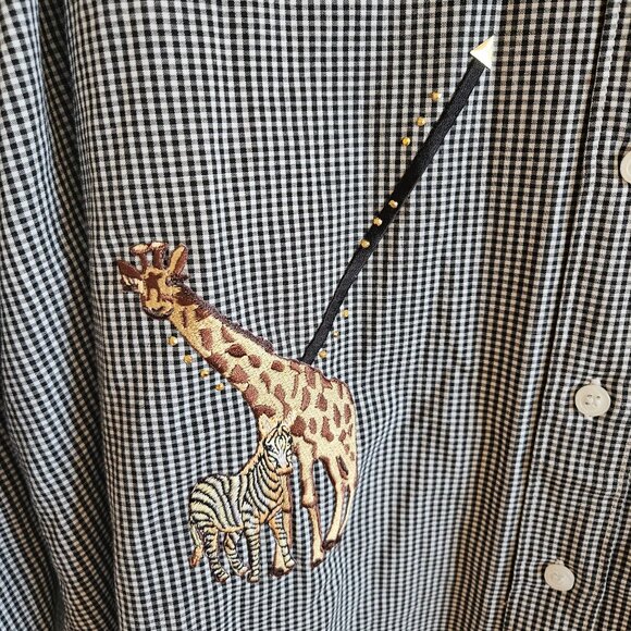 MILI Designs Woman SZ XL Gingham Western Shirt With Embroidered Animals Novelty - Picture 2 of 9